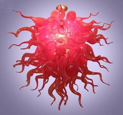 Latest Design Lamps Modern Luxury Red Colored Flower Shape Hand Blown Murano Glass Style Chandelier Luminaire for Home Decoration