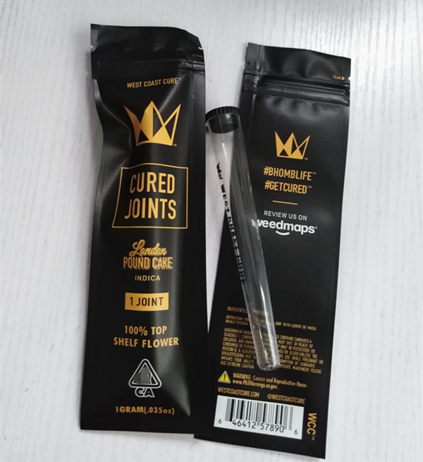west coast cure 1 joint cured joints pre roll tubes cone 115mm clear with zipper mylar bag packaging
west coast cure 1 joint cured joints pre roll tubes cone 115mm clear with zipper mylar bag packaging