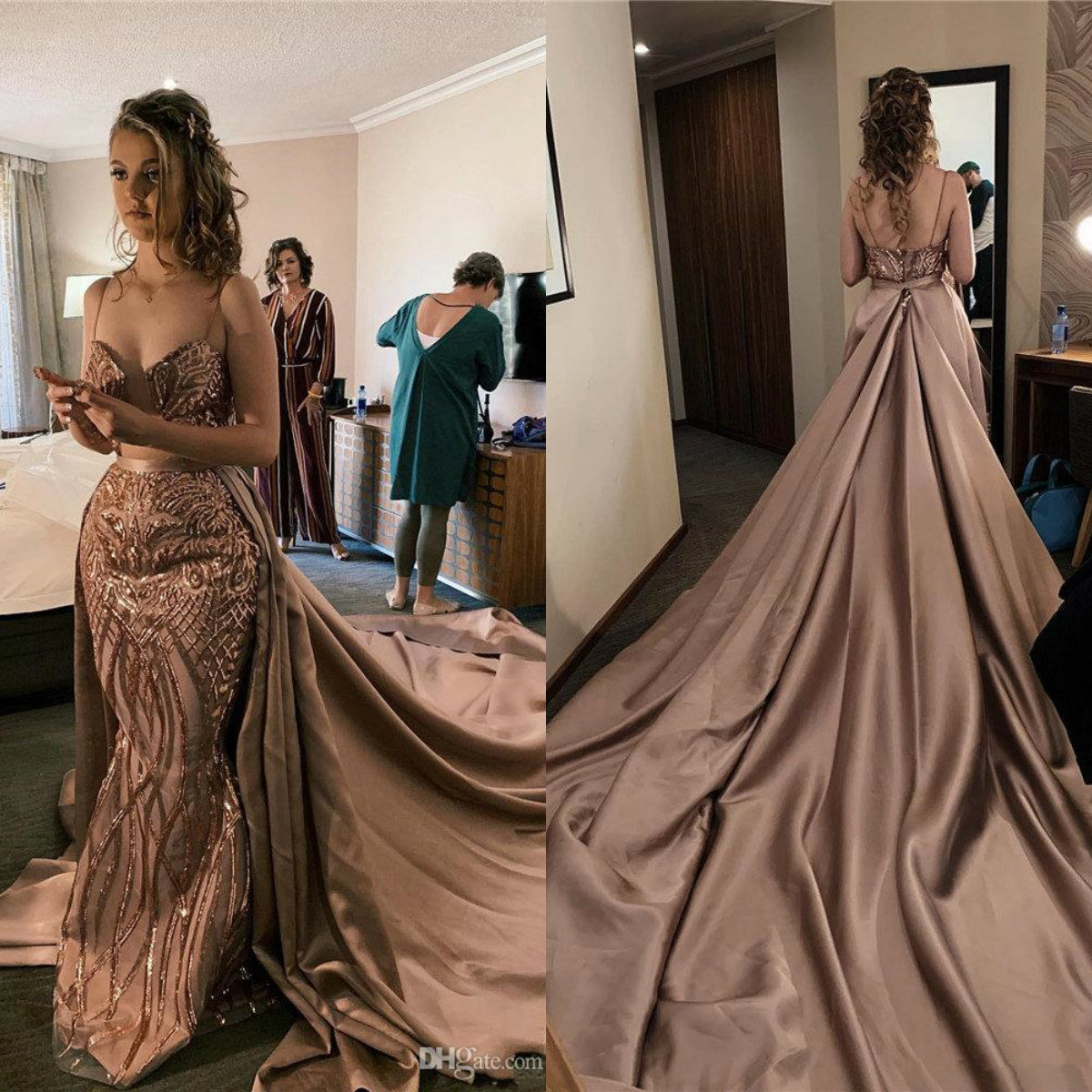 Customize Spaghetti Mermaid Prom Dresses with Detachable Train Lace Applique Evening Gowns Arabic Dubai Plus Size robes de soirée, Water melon
Customize Spaghetti Mermaid Prom Dresses with Detachable Train Lace Applique Evening Gowns Arabic Dubai Plus Size robes de soirée, Water melon