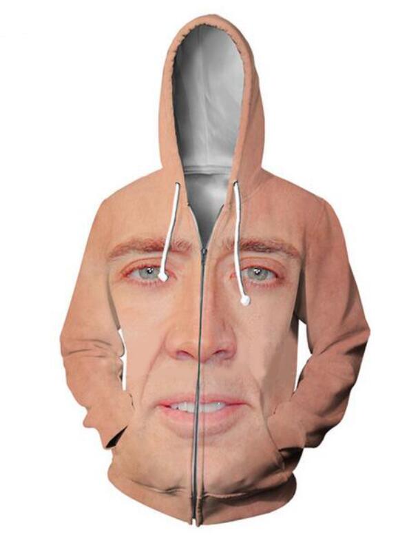 New Fashion Zipper Hoodies The Giant Blown Up Face of Nicolas Cage Funny 3D Print Zip-Up Hoodies Sweatshirt Men/Women Harajuku Outfits Tops, Black;brown
New Fashion Zipper Hoodies The Giant Blown Up Face of Nicolas Cage Funny 3D Print Zip-Up Hoodies Sweatshirt Men/Women Harajuku Outfits Tops, Black;brown