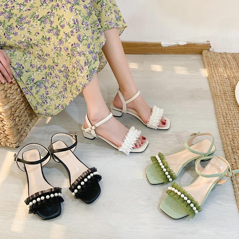 Sandals women 2020 new Korean version of the spring and summer net red women's shoes wild thick with pearl fairy wind high heels, Black
Sandals women 2020 new Korean version of the spring and summer net red women's shoes wild thick with pearl fairy wind high heels, Black