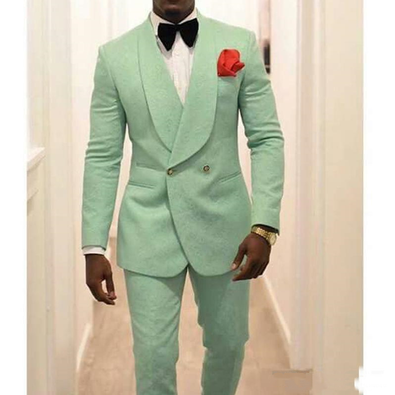 Handsome Mint Green Mens Wedding Tuxedos Two Pieces One Button Classic Fit Men Prom Evening Party Suits Man Formal Wear