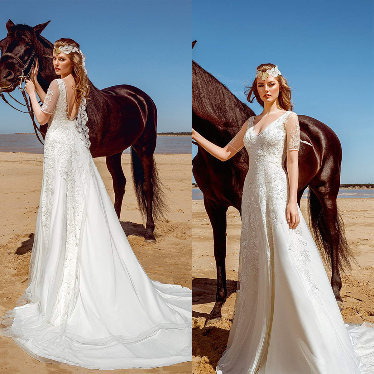 2020 A-Line Wedding Dresses V-Neck Short Sleeves Lace Appliques Bridal Gowns Custom Made Sexy Backless Sweep Train Wedding Dress, Ivory
2020 A-Line Wedding Dresses V-Neck Short Sleeves Lace Appliques Bridal Gowns Custom Made Sexy Backless Sweep Train Wedding Dress, Ivory
