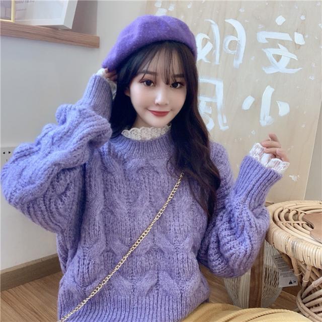 2020 New Women Winter Sweaters Korean Style Sweet Pull Jumpers Solid Chic Short Sweater Twisted Pull Femme Kawaii Pullover A133, Purple
2020 New Women Winter Sweaters Korean Style Sweet Pull Jumpers Solid Chic Short Sweater Twisted Pull Femme Kawaii Pullover A133, Purple