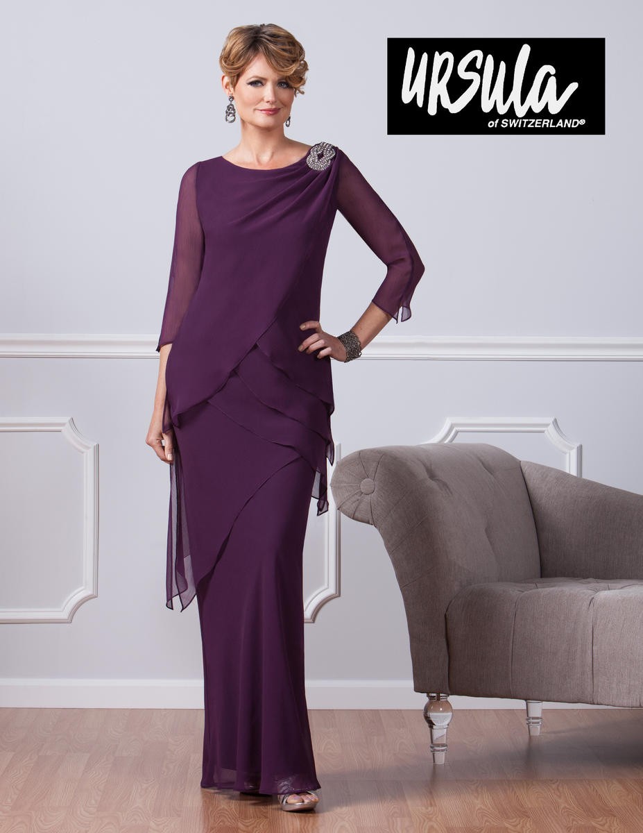 Purple Mother Of The Bride Dresses Crystal Jewel Neck Chiffon Long Sleeve Evening Dress For Wedding Plus Size Mother Gowns
