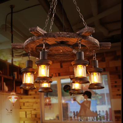 Wooden Pendant Lamps Kitchen Bar Dining room Salon lustre suspension Industrial Vintage Loft Chandelier luminaire light fixtures