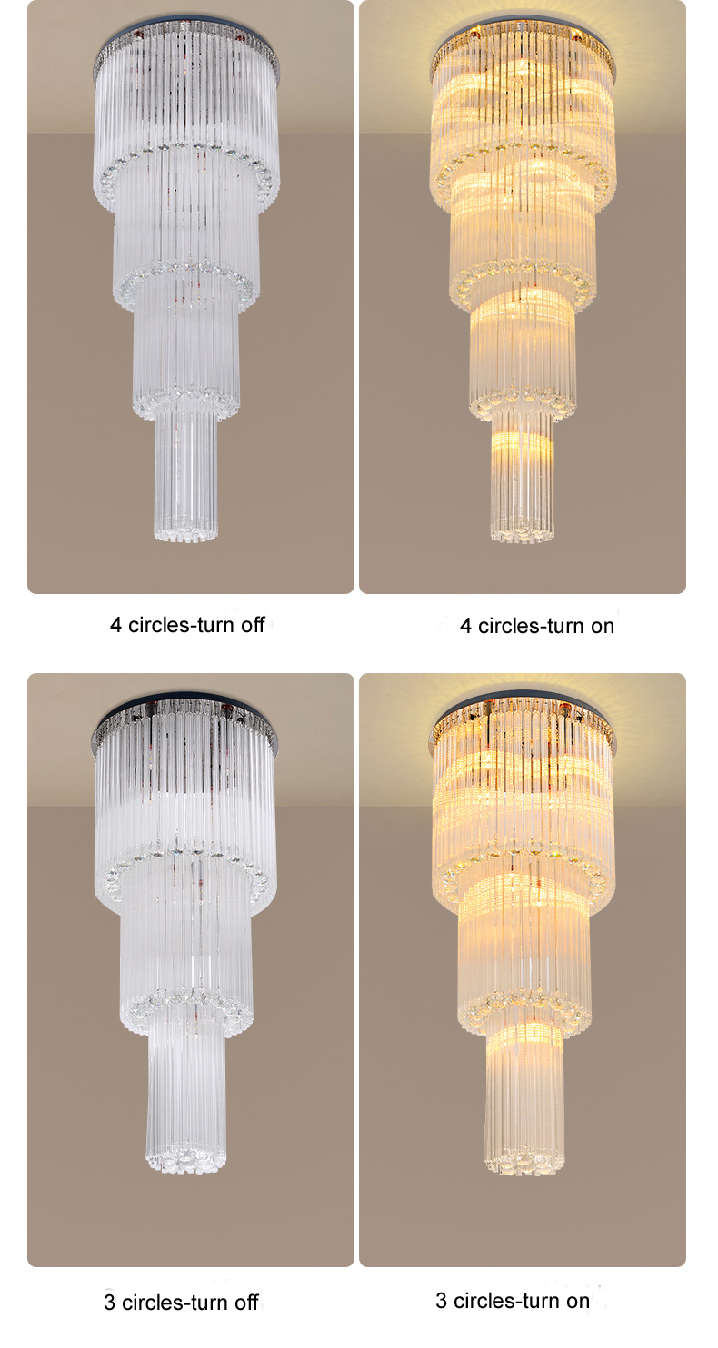 Modern K9 Crystal Chandeliers Lights Fixture LED Lamp Big Project Chandelier American Villa Hotel Long Droplight Hotel Interior Home Indoor Lighting