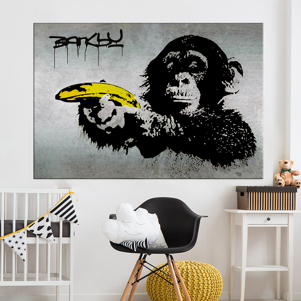 Canvas Art Banksy Graffiti Painting Chimpanzee Holding A Banana Wall Pictures For Living Room Home Decor Printed
Canvas Art Banksy Graffiti Painting Chimpanzee Holding A Banana Wall Pictures For Living Room Home Decor Printed
