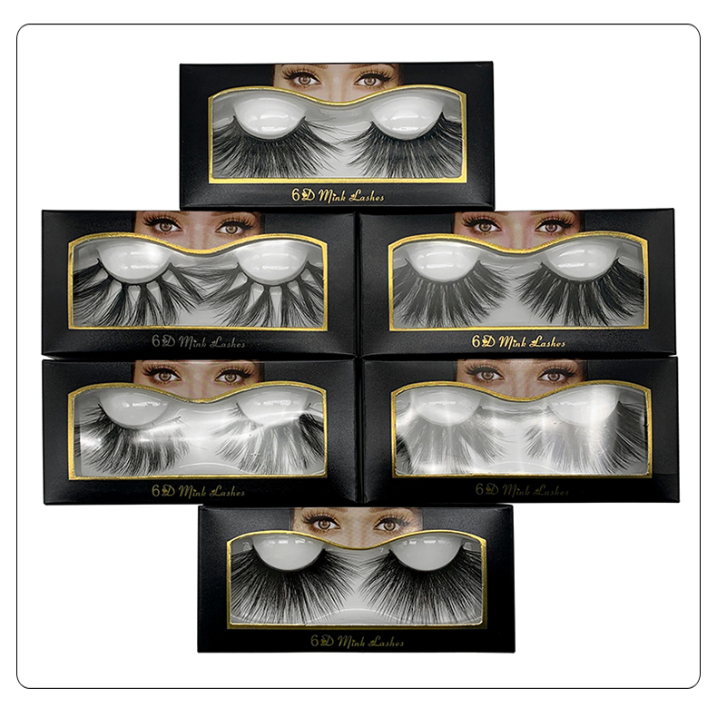 NEW Popular 25mm Lashes Handmade 6D Mink Lashes False Eyelashes Reusable Natural Fake 3D Mink Eyelashes Extension Soft Faux Mink Lashes