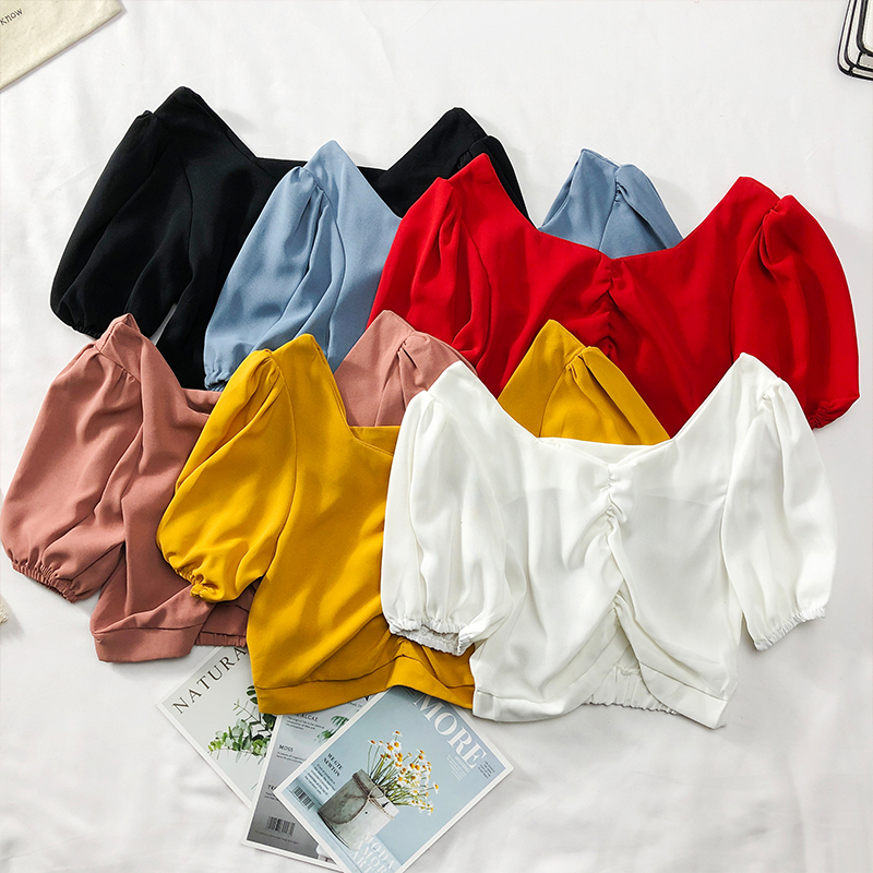 Short Style Short Sleeve Loose Blusas Mujer De Moda Female Clothes Blouse Shirt Summer Popular Women's Shirt Folds Blouse, Yellow
Short Style Short Sleeve Loose Blusas Mujer De Moda Female Clothes Blouse Shirt Summer Popular Women's Shirt Folds Blouse, Yellow