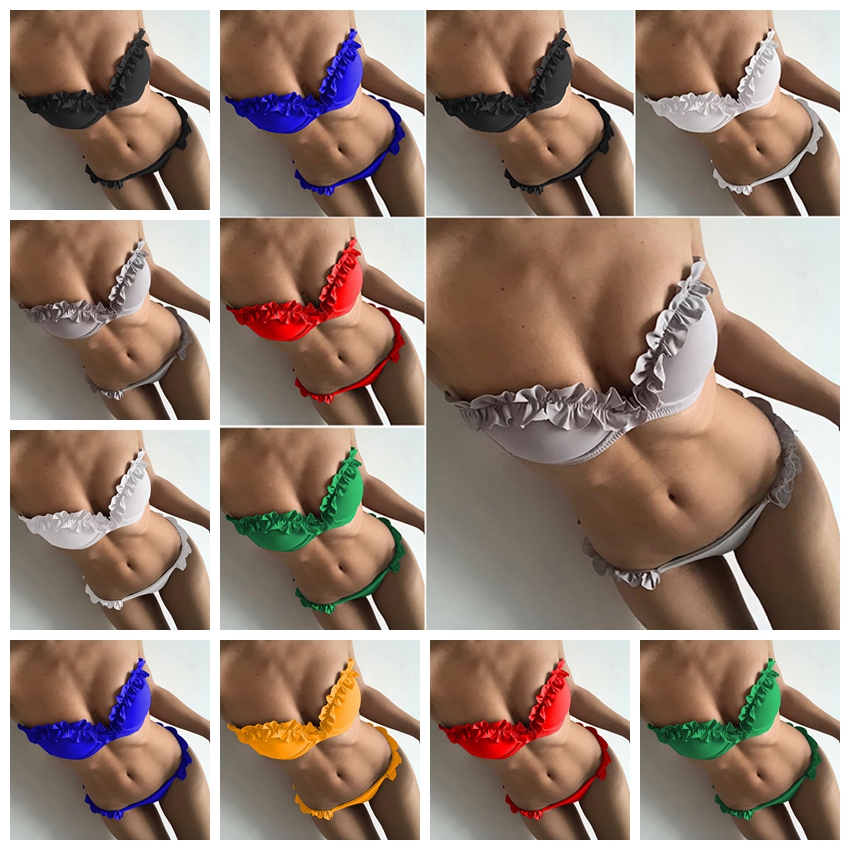 European spring and summer beach bikini straps solid color hard pack swimsuit female lace swimsuit bikini, support mixed batch
European spring and summer beach bikini straps solid color hard pack swimsuit female lace swimsuit bikini, support mixed batch