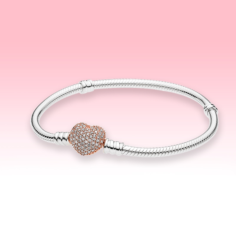 Rose gold plated Hearts Charms Bracelet Women Wedding Jewelry for Pandora Moments Pavé Heart Clasp Snake Chain Bracelet with Original box, Black
Rose gold plated Hearts Charms Bracelet Women Wedding Jewelry for Pandora Moments Pavé Heart Clasp Snake Chain Bracelet with Original box, Black