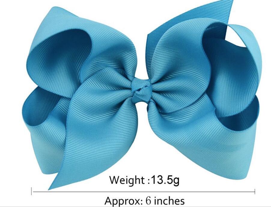 40 Color 6 inch Boutique Solid Ribbon Grosgrain Hair Bow With Clips For Kids Girls Handmade Hair Accessories