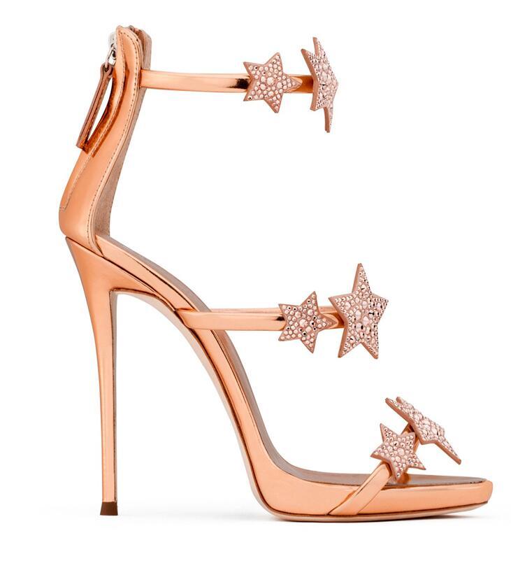 Hot Sale-Hot sell! 2019 summer new star water-drill slip-toe platform with gladiator sandals and stiletto heels High-heeled sandals