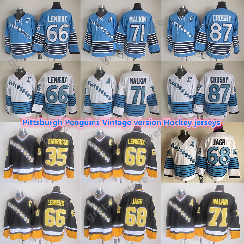 Men's Pittsburgh Penguins Vintage jerseys 87 CROSBY 66 LEMIEUX 68 JAGR 71 MAKLIN 35 BARRASSO excellent CCM Hockey Jerseys, Black;red
Men's Pittsburgh Penguins Vintage jerseys 87 CROSBY 66 LEMIEUX 68 JAGR 71 MAKLIN 35 BARRASSO excellent CCM Hockey Jerseys, Black;red