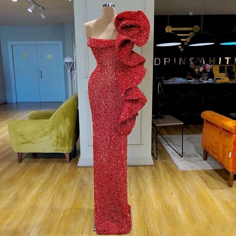 Sequined Red Mermaid Prom Dresses One Shoulder Ruffles Floor Length Formal Dress Evening Dress Wear vestido de festa, Silver
Sequined Red Mermaid Prom Dresses One Shoulder Ruffles Floor Length Formal Dress Evening Dress Wear vestido de festa, Silver