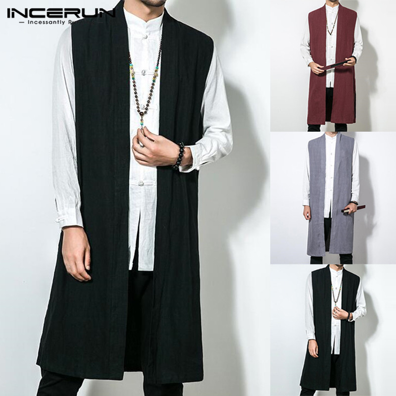 Men's Vests INCERUN Long Trench Sleeveless Cotton Solid Men Waistcoat Chinese Style Vintage Casual Cloak Outerwear Jackets L-5XL, Grey
Men's Vests INCERUN Long Trench Sleeveless Cotton Solid Men Waistcoat Chinese Style Vintage Casual Cloak Outerwear Jackets L-5XL, Grey