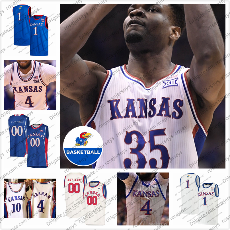 Customized 2022 Kansas Jayhawks Basketball Jerseys #0 Marcus Garrett Frank Mason 1 Devon Dotson 12 Kelly Oubre 22 Wiggins 35 Azubuike Men Women Youth Kid S-4XL