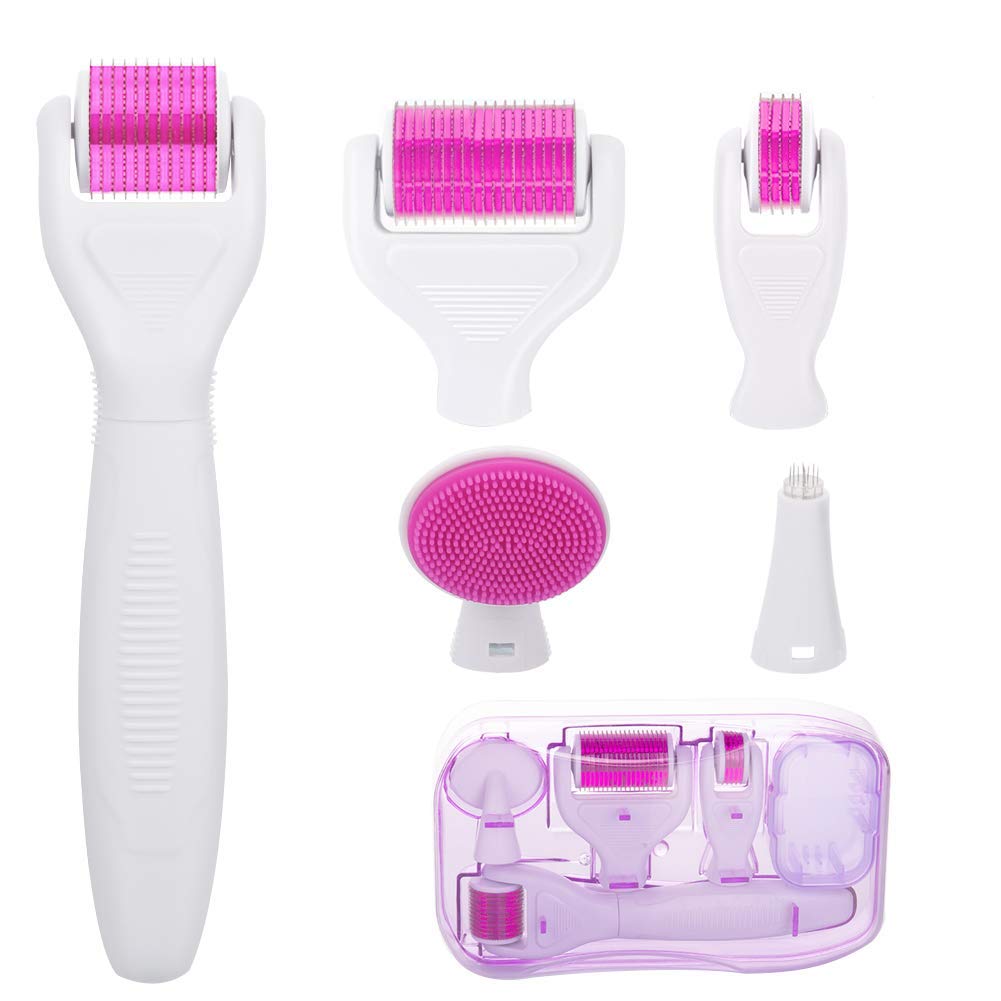 6 in 1 Derma Roller Kit for Face and Body, Micro Needle Dermaroller with 5 Replaceable Roller Heads, Storage Case and Disinfection Tank
6 in 1 Derma Roller Kit for Face and Body, Micro Needle Dermaroller with 5 Replaceable Roller Heads, Storage Case and Disinfection Tank