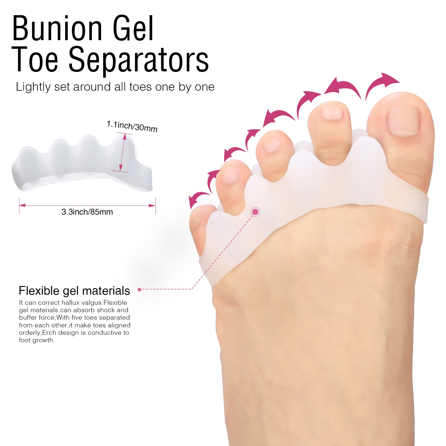 Bunion Corrector Protector Sleeves Kit Foot Treatment for Cure Pain in Big Joint Tailors Hallux Valgus Hammer Separators Spacers - view 3