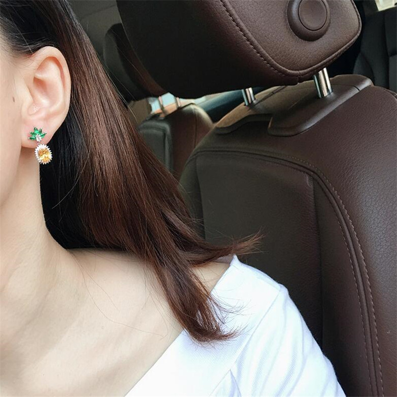 Sterg Pineapple Drop Earrings | Sier Cubic Zirconia Jewelry for Women