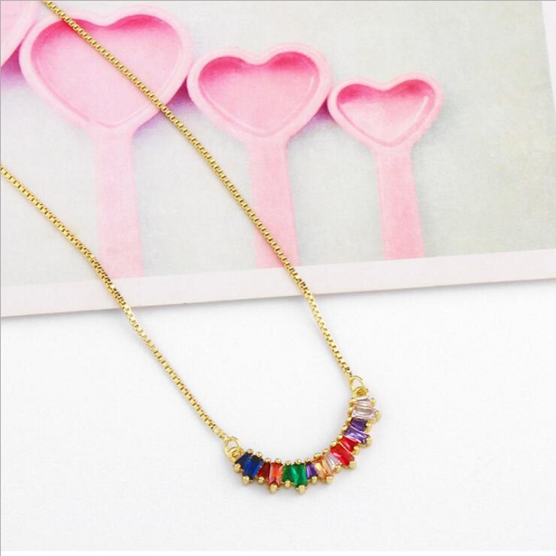 Gold Fill Multicolor Topaz Circle Pendant Necklace for Women, Vintage Wedding Jewelry Gift