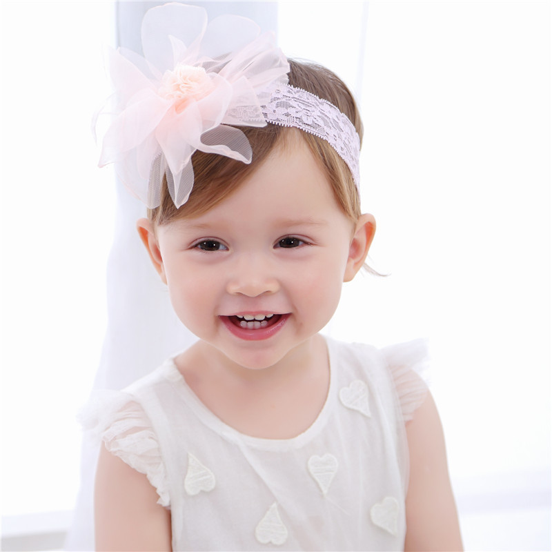 Children's fur ball mesh hair band Baby's lace headband