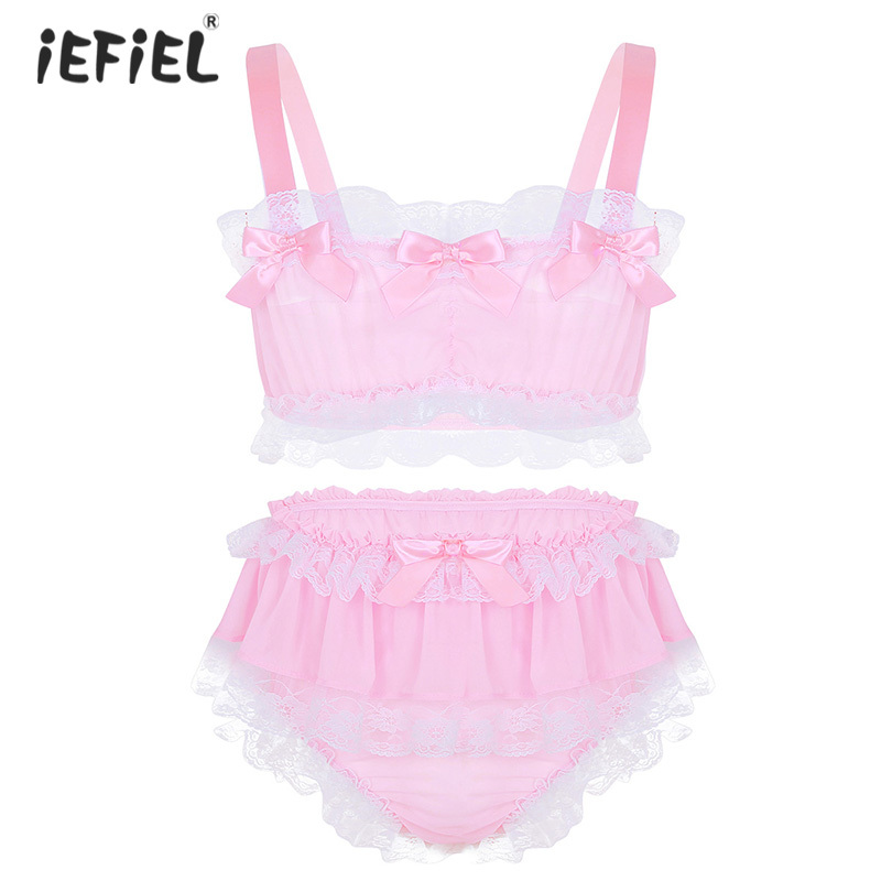 Sexy Gay Men Lingerie Ruffled Floral Lace Sheer Chiffon Sissy Erotic Set Sexy Costumes Sleeveless Crop Top with Skirted Panties LY191222, Blue
Sexy Gay Men Lingerie Ruffled Floral Lace Sheer Chiffon Sissy Erotic Set Sexy Costumes Sleeveless Crop Top with Skirted Panties LY191222, Blue