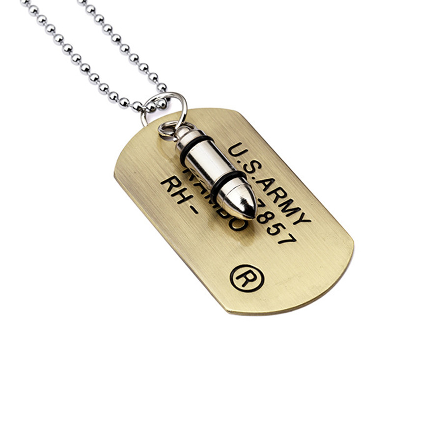 Men Card Dog s Pendant Necklace Stainless Steel 70cm Long Beads Jewelry Fashion Necklaces