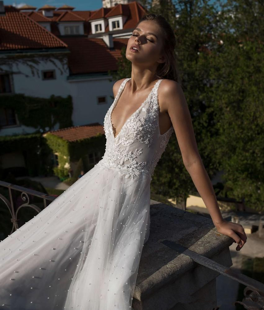 bohemian wedding dresses deep v neck lace beaded bridal gowns backless floor length a line wedding dress robe de marie