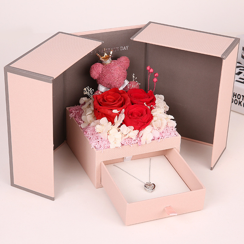 Birthday Valentine's Mother's Day Wedding Anniversary necklace gift box bear rose soap flower Artificial flower bouquet for gift
Birthday Valentine's Mother's Day Wedding Anniversary necklace gift box bear rose soap flower Artificial flower bouquet for gift