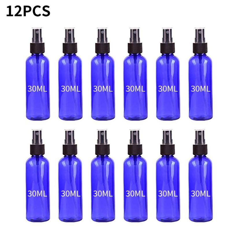 12PC 30ML Blue Travel Spray Bottle Plastic Small Spray Bottle With Plastic Sprayer Oil Liquid Container