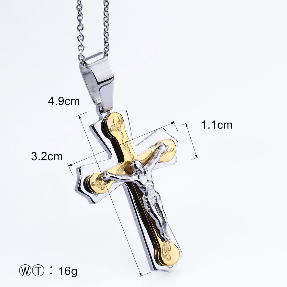 Fashion-Pendant Brand Necklace Silver Gold Color Jewelry Antique Cross Crucifix Jesus Cross Pendant Necklaces For Women Men Christmas Gift