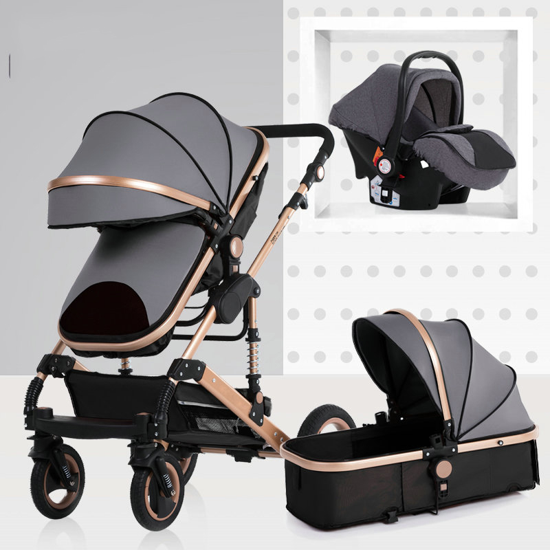 Baby carriage high landscape can sit and fold two-way four-wheel absorber winter trolley stroller baby stroller 3 in 1