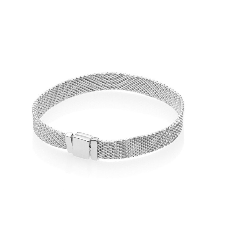 Authentic 925 Sterling Silver Reflexions bracelet with LOGO Engraved Fit style Jewelry Female Mesh Chain 10pcs/lot You can mix size
