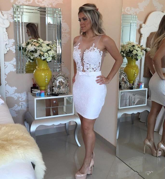 Sexy Illusion Lace Sheath Mini Short Cocktail Dresses Sheer Neck White Appliques With Pearls Homecoming Dresses Women Occasion Club Gowns, Coral
Sexy Illusion Lace Sheath Mini Short Cocktail Dresses Sheer Neck White Appliques With Pearls Homecoming Dresses Women Occasion Club Gowns, Coral