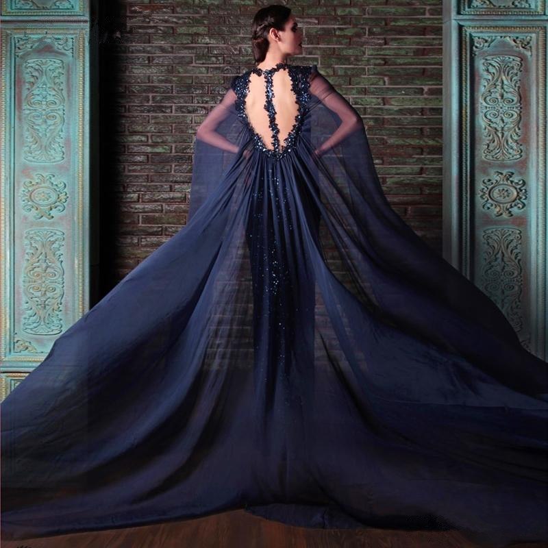 Navy Blue Sequins Mother Of Bride Dresses With Chiffon Wraps Long V Neck Full Length Appliques Lace Groom Mom Dress For Beach Garden