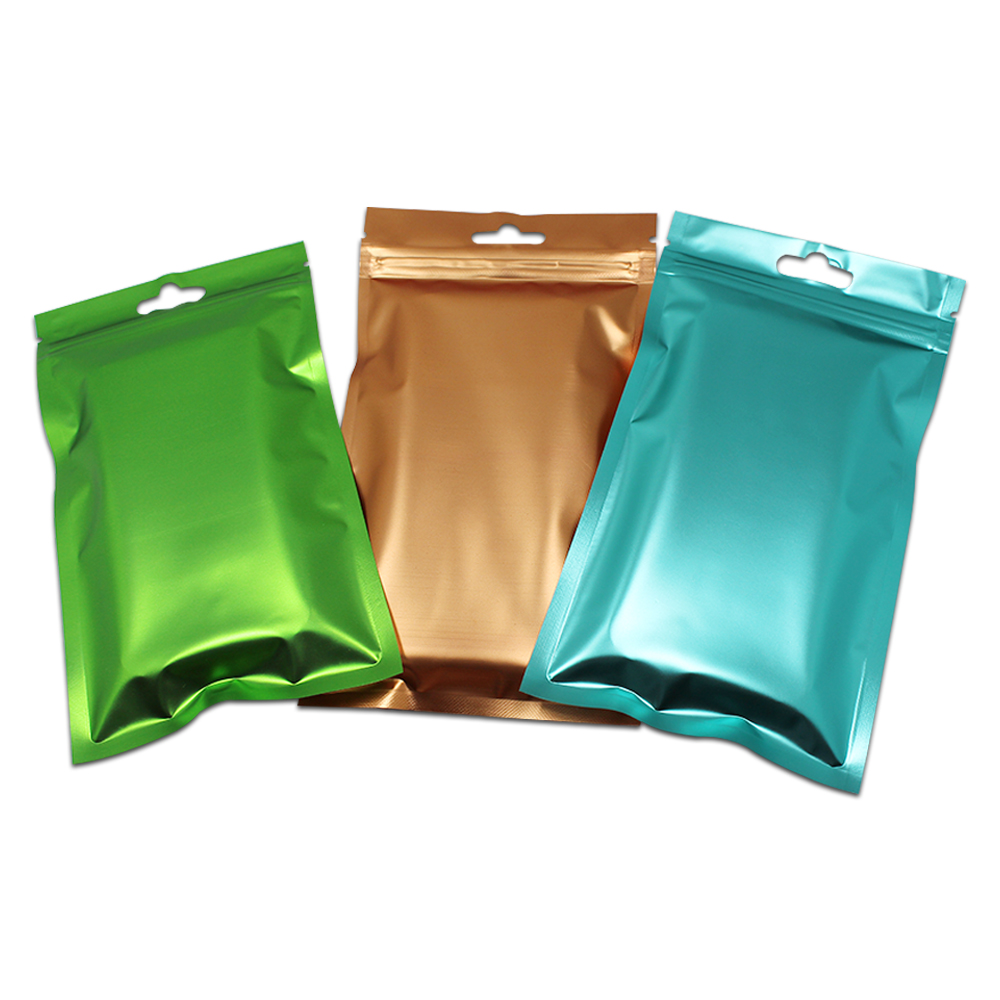 Front Clear Plastic Back Matte Colorful Aluminum Foil Bag Package Bag Jewelry Craft Gifts Mylar Storage Pouch Hang Hole