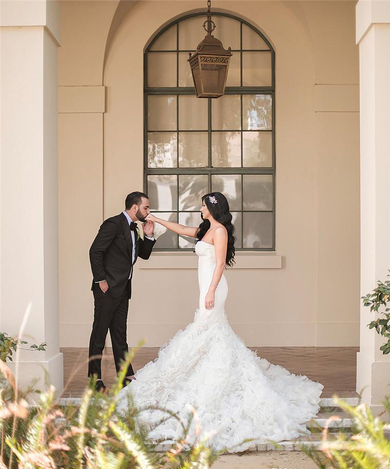 New Arrival Wedding Dress Mermaid Sweetheart Cascading Ruffles Garden Country Church Bride Bridal Gown Custom Made Plus Size