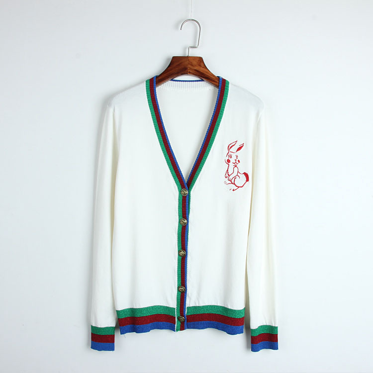 Row Buckle Spelling Color Long Sleeve Knitting Cardigan 2018 Spring Summer Left Chest Embroidery Leveret Suit-dress sweater, White
Row Buckle Spelling Color Long Sleeve Knitting Cardigan 2018 Spring Summer Left Chest Embroidery Leveret Suit-dress sweater, White