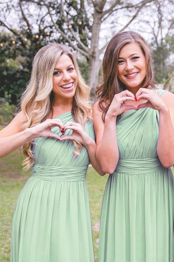 New Blush Pink Bridesmaid Dresses Long Chiffon Formal Dress One Shoulder Maid of Honor Gowns Bridesmaids Robes Plus Size Wedding Guest Dress