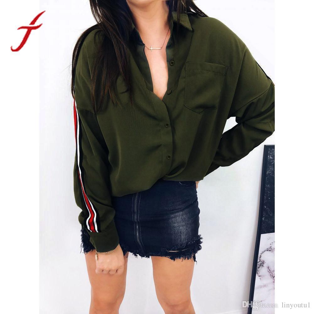 2020 Fashion Office Lady Blouse Women Casual White Shirt Lapel Collar Stripe Long Sleeve Botton Shirt women clothes