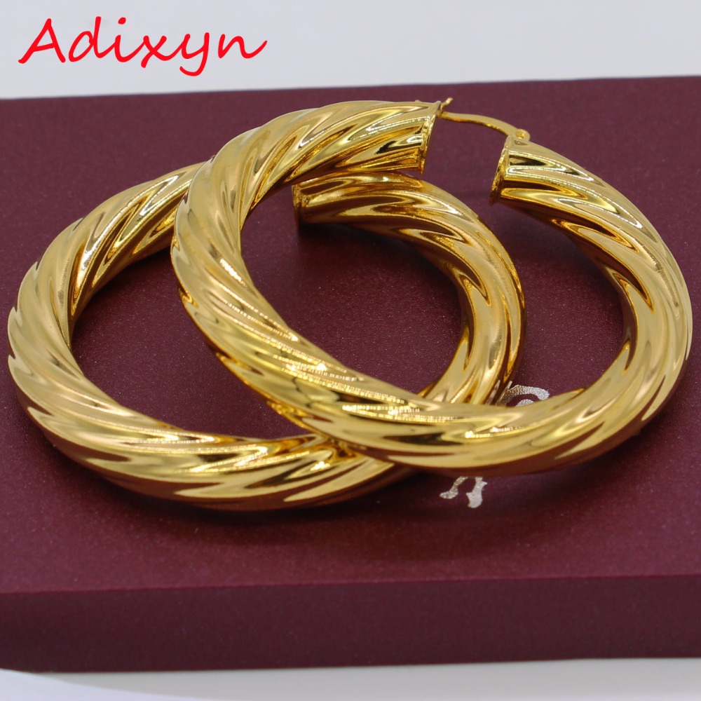 Adixyn 5.3CM African Big Hoop Earrings for Women Gold Color & Brass Twisted Earring Arab/Ethiopian N01095
Adixyn 5.3CM African Big Hoop Earrings for Women Gold Color & Brass Twisted Earring Arab/Ethiopian N01095