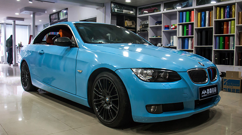 Light Blue High Gloss Vinyl With 3 Layers Car Wrap Foil With Air Bubble Free Vehicle Car Sticker Wrapping Size:1.52*20M/Rol