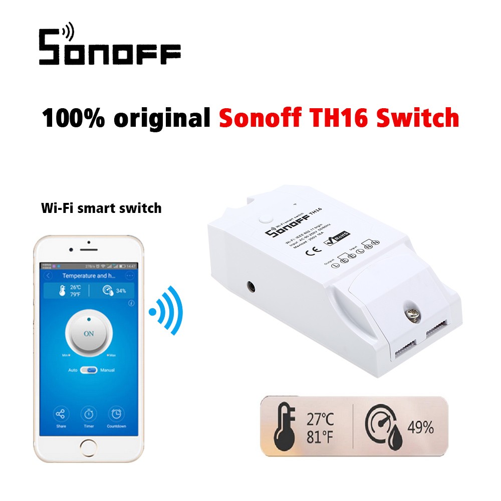 Sonoff TH10 TH16 Smart WiFi Switch Remote Controller Light Switch Smartphone Temperature Humidity Sensor for Smart Home