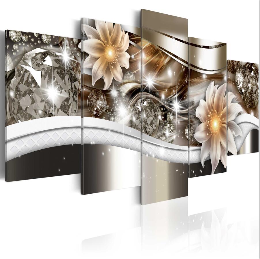 HD 5PCS/Set Diamond Flower Art Print Frameless Canvas Painting Wall Picture Home Decoration,Choose Color And Size(No Frame)
