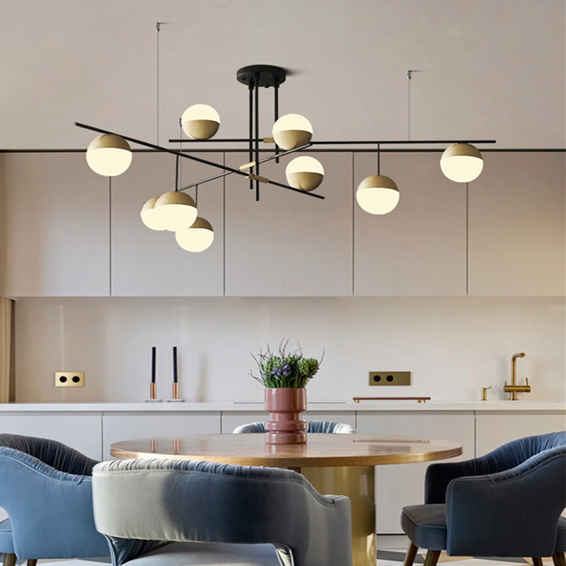 Modern led Light Living Room Chandelier Personality DiningRoom Kitchen Light Creative Study Model Room Glass Chandelier Lighting