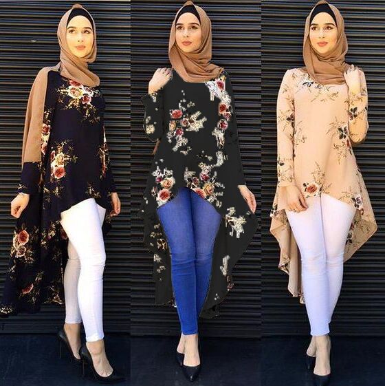 Ethnic Clothing Muslim Abaya Dress Shirt Blouse Tops Print Flower Loose Style Plus Size Islamic Middle East Long Robes Jubah Moroccan