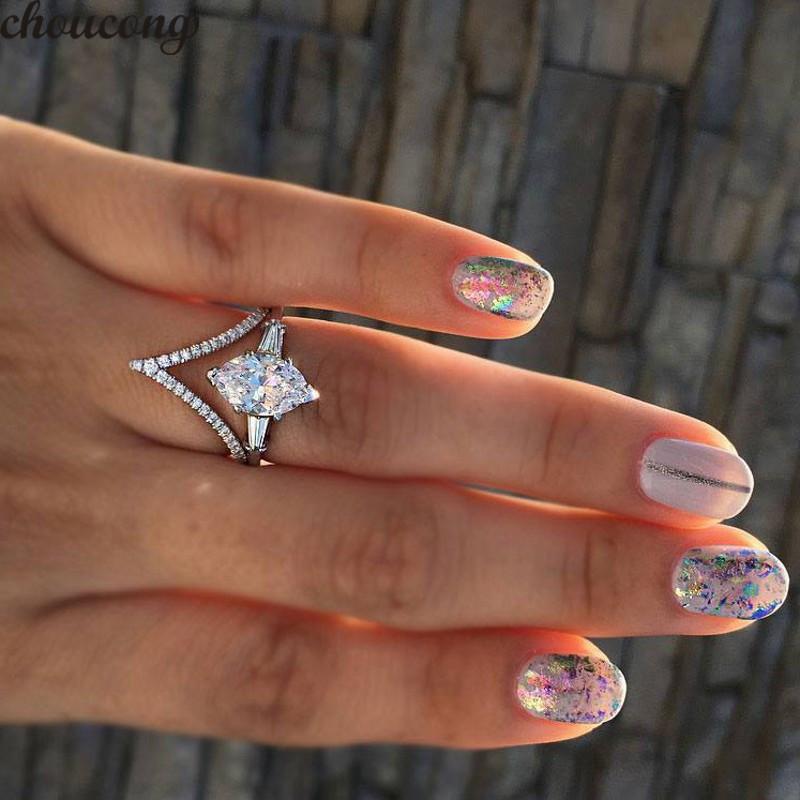 choucong Charm V Promise Ring 925 sterling Silver 3ct Diamond cz Stone Engagement Wedding Band Rings For Women men Finger Jewelry
choucong Charm V Promise Ring 925 sterling Silver 3ct Diamond cz Stone Engagement Wedding Band Rings For Women men Finger Jewelry