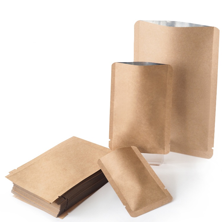 100pcs Open Top Kraft/White Paper Bag Small Heat Sealing Ground Coffee Beans Powder Salt Soap Chocolate Snack Candy Bakery Packaging Pouches